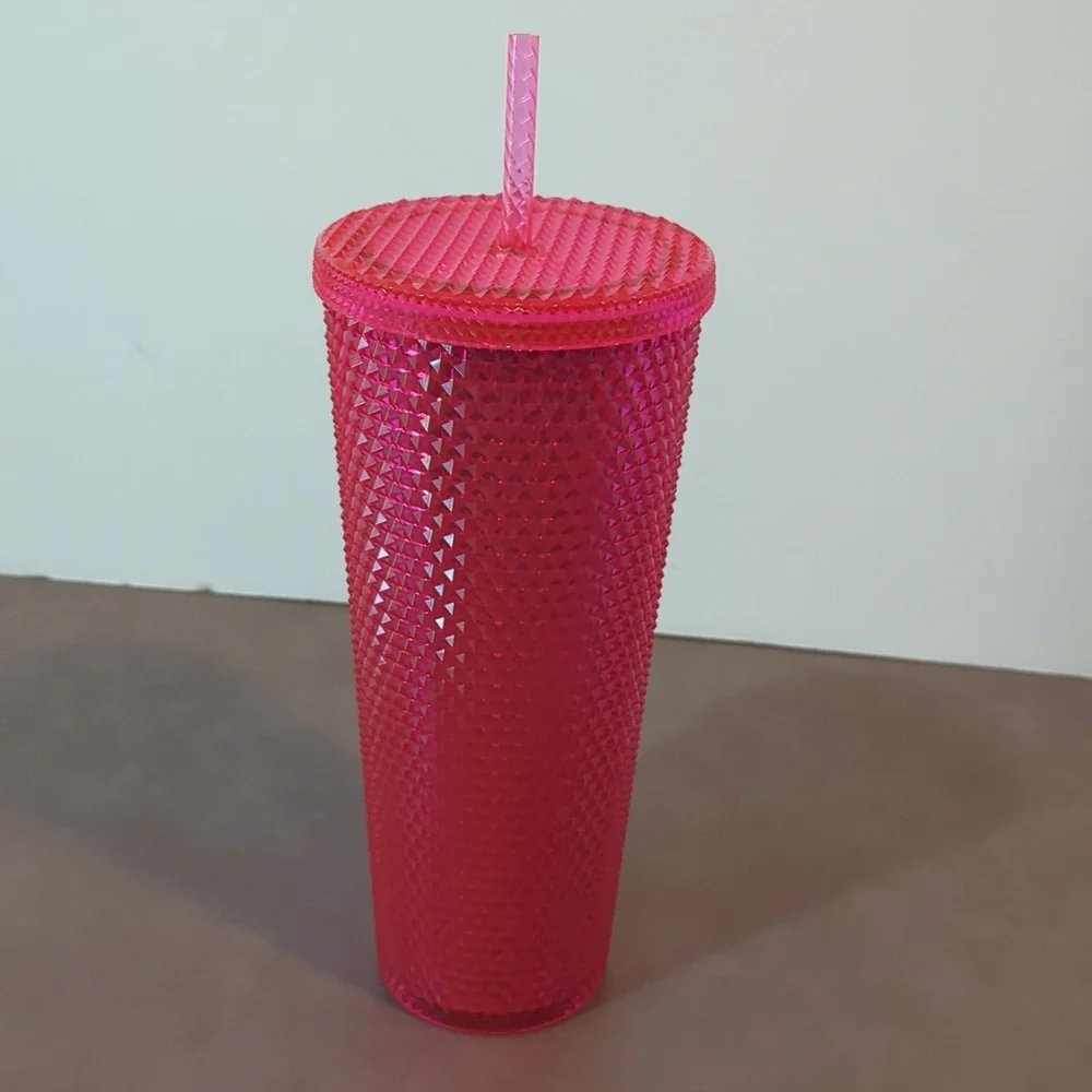 2019 Starbucks Iridescent Hot Pink Studded Venti 24 Ounce Tumbler Holiday New